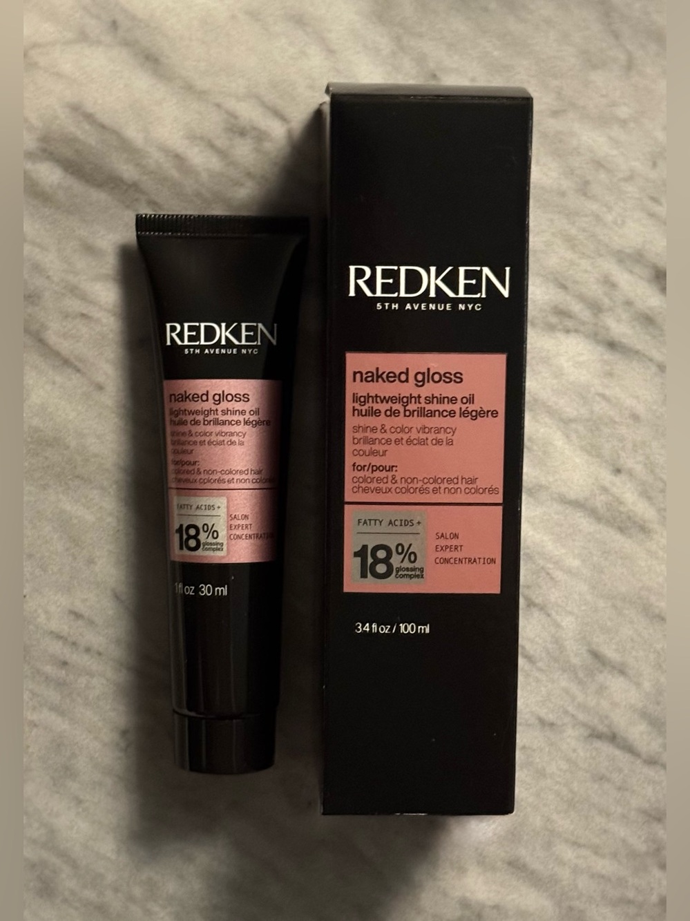 Redken Naked Gloss Lightweight Shine Oil 100ml full size + 30 mL Travel Set